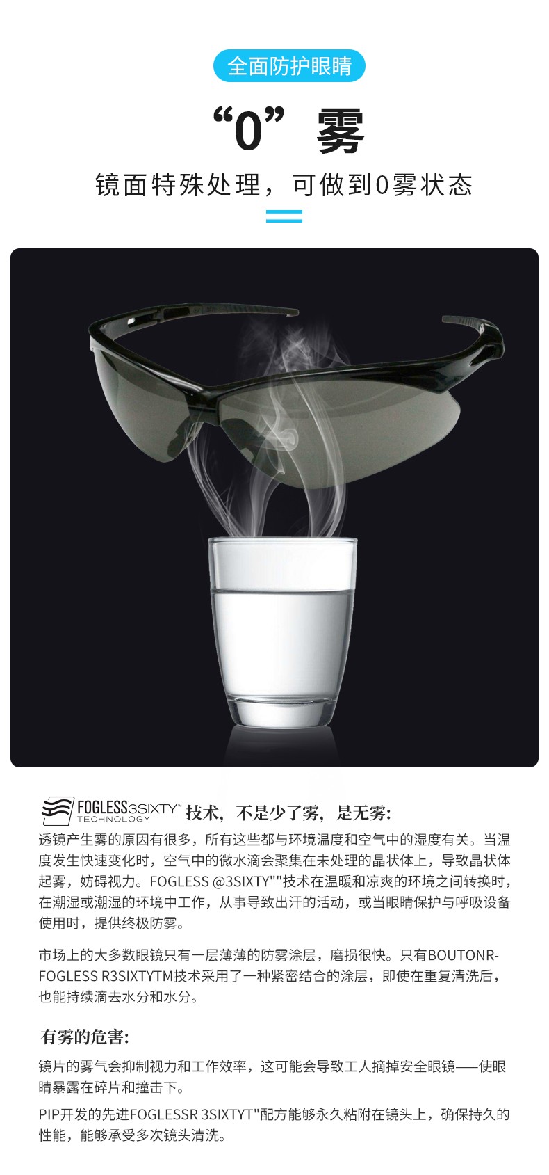 PIP 250-AN-10111防霧防刮擦防護眼鏡圖片2