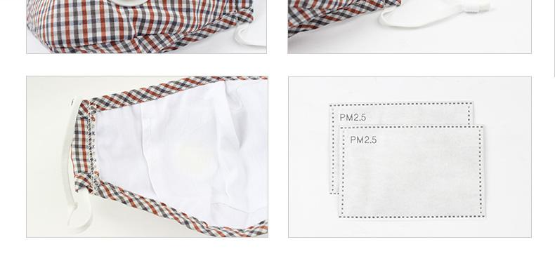 藍星紅格耳戴式帶閥成人棉布口罩3