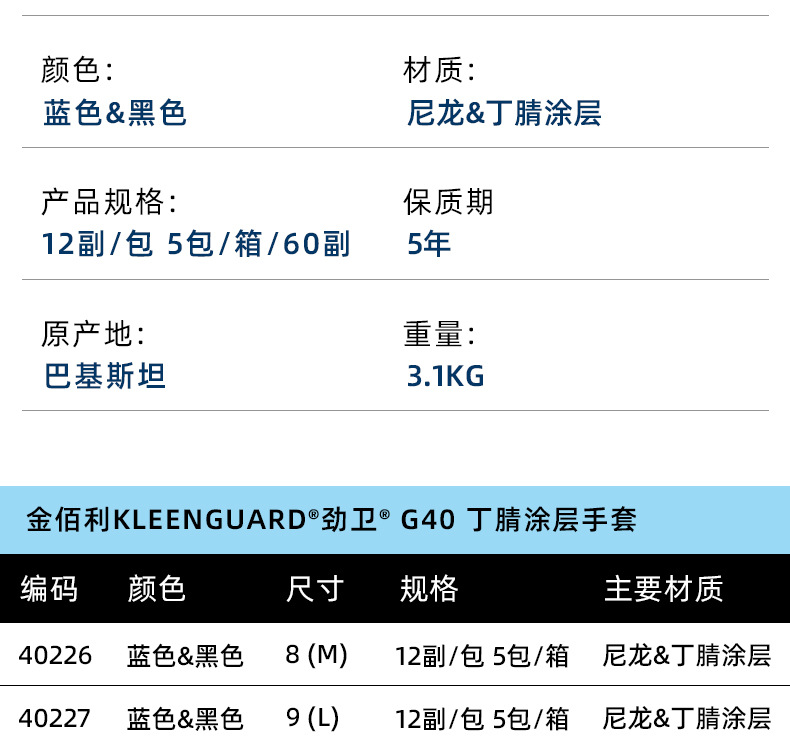 金佰利40227B G40發(fā)泡丁腈涂層勞保手套L圖片5