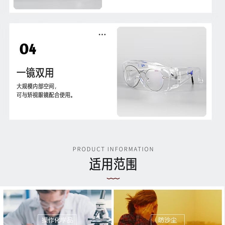 呼享HU116AF訪客用防沖擊防霧眼鏡6