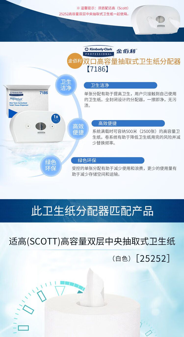 金佰利7186雙口高容量抽取式衛生紙分配器圖片2