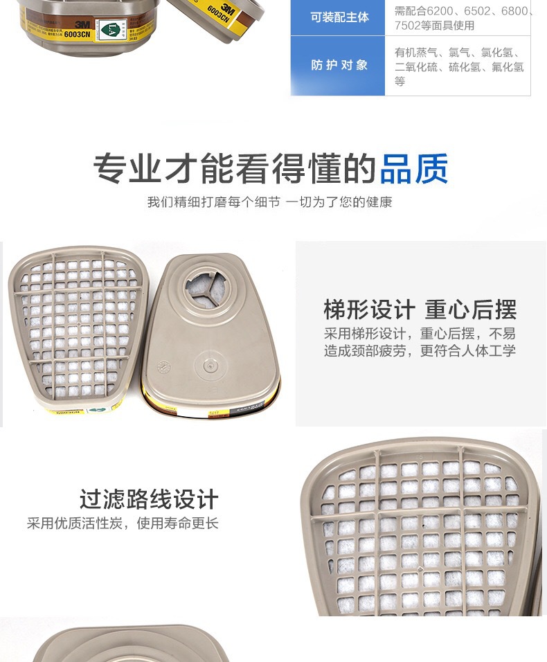 3M6003CN防有機(jī)及酸性氣體濾毒盒圖片5