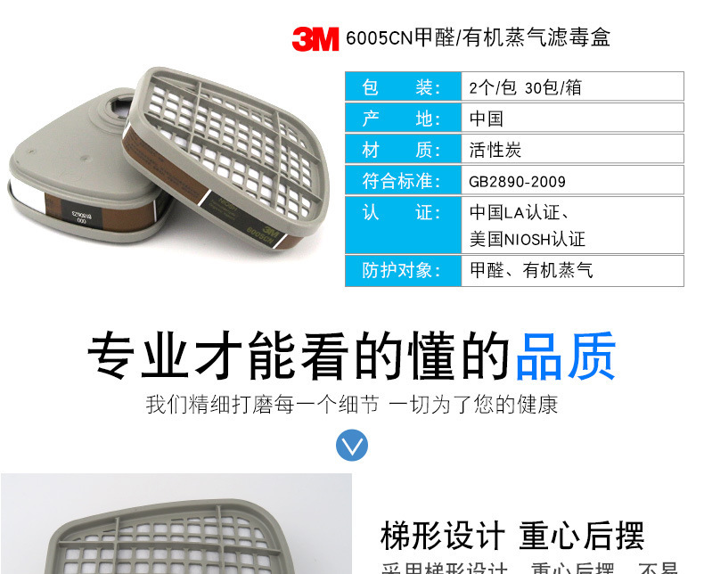 3M6005CN防甲醛及有機蒸氣濾毒盒圖片3