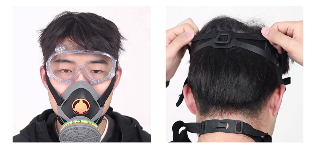 代爾塔M6000半面罩防毒面具佩戴步驟及濾盒安裝(圖)8