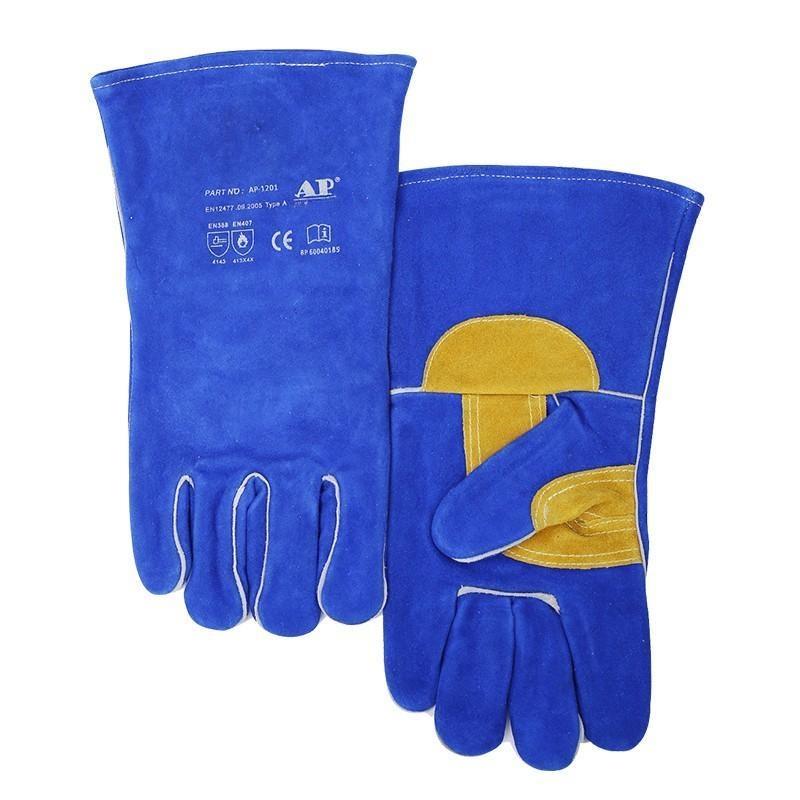 友盟AP-1201彩藍色隔熱防火牛二層皮電焊手套圖片4