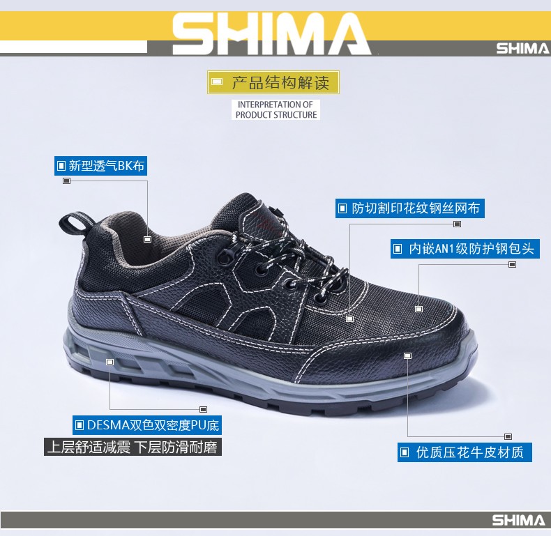 SHIMA希瑪D16001透氣防砸防滑勞保鞋圖片2