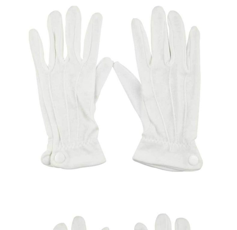 漢盾HD-GP5505滌棉背三筋帶扣白色禮儀勞保手套8