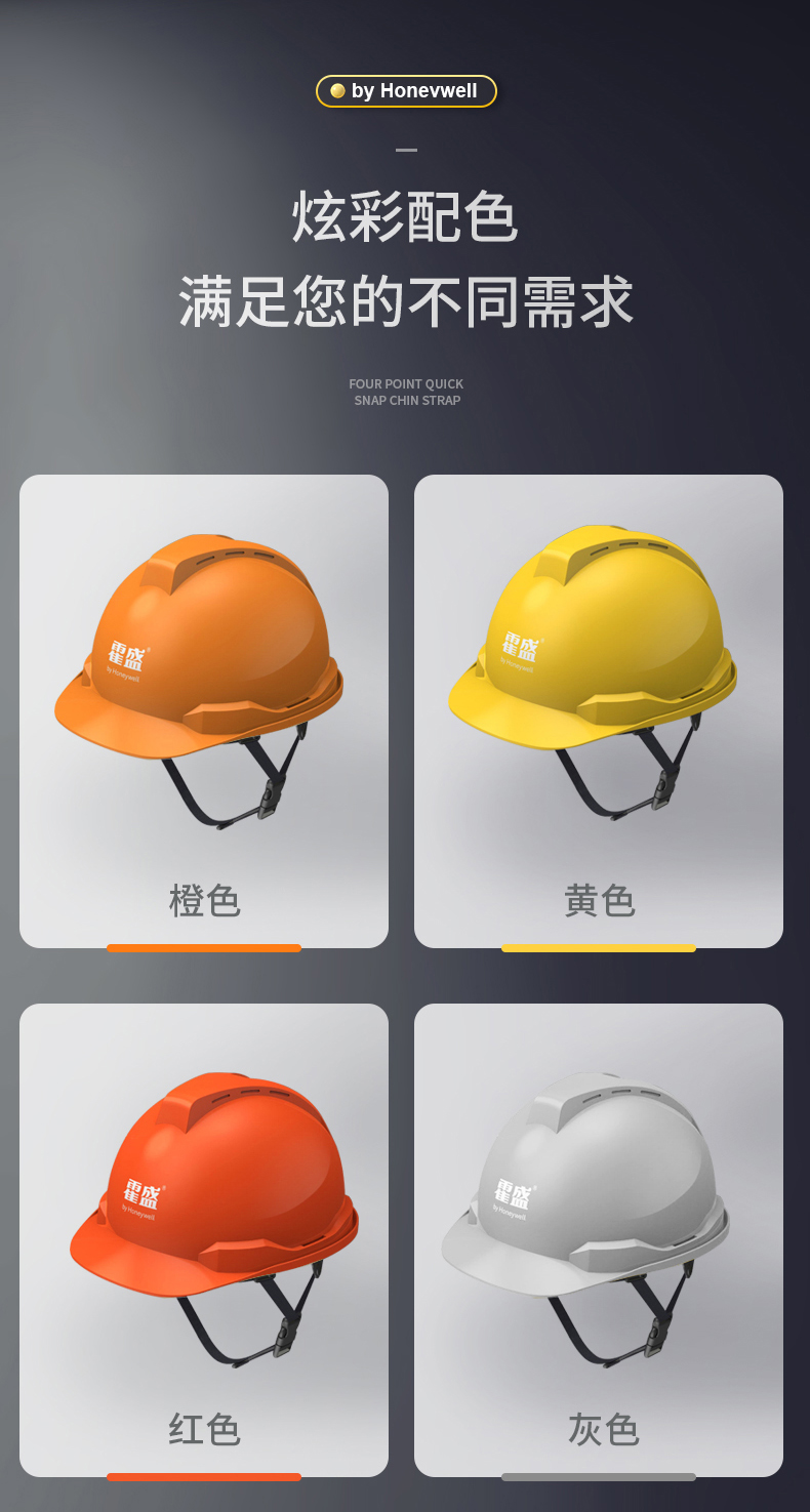 Honeywell霍尼韋爾Y99BAP101S Y99S系列ABS帶通風(fēng)孔四點(diǎn)快插下頦帶白色安全帽7