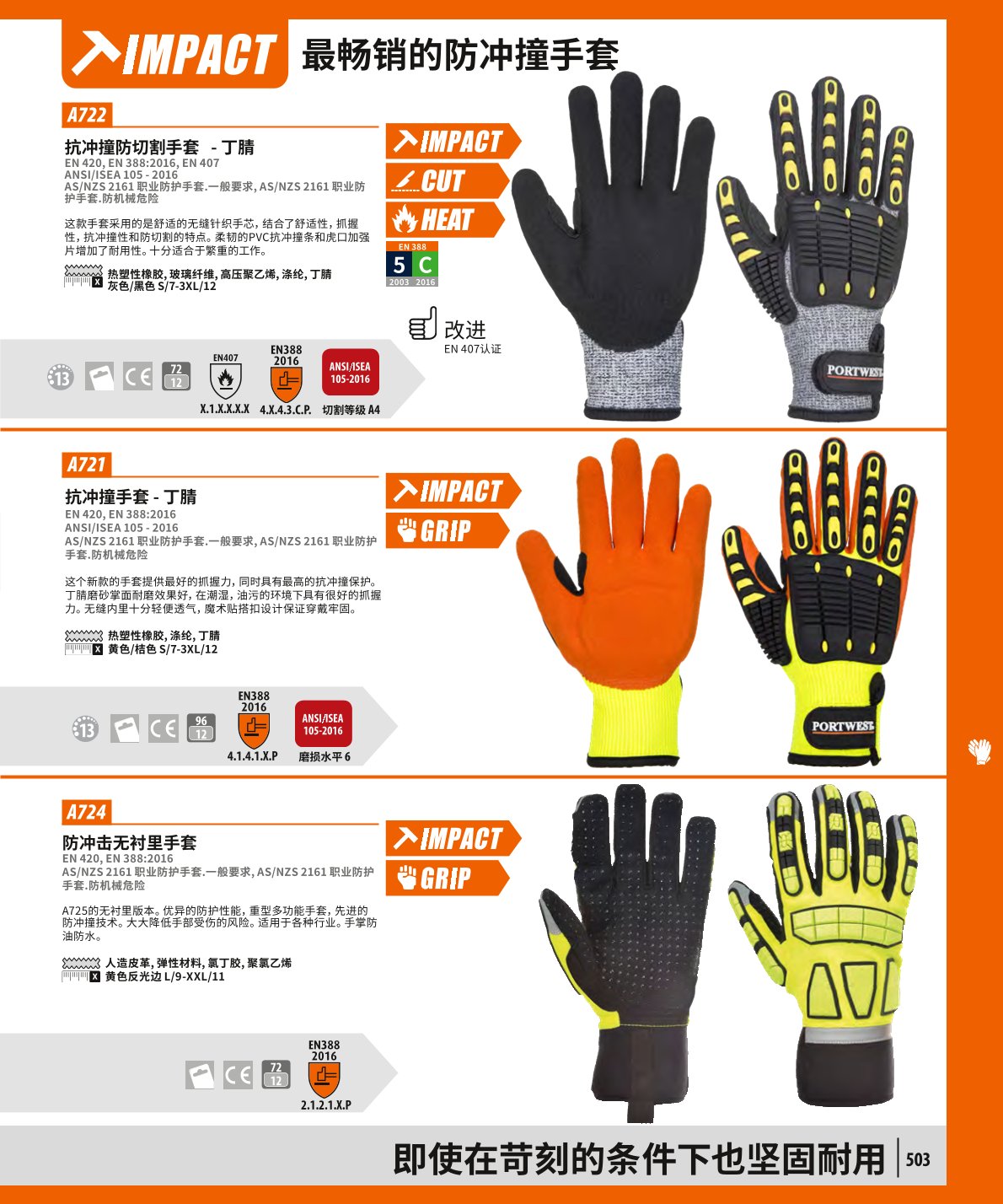 波偉斯特Portwest A721抗沖撞手套1