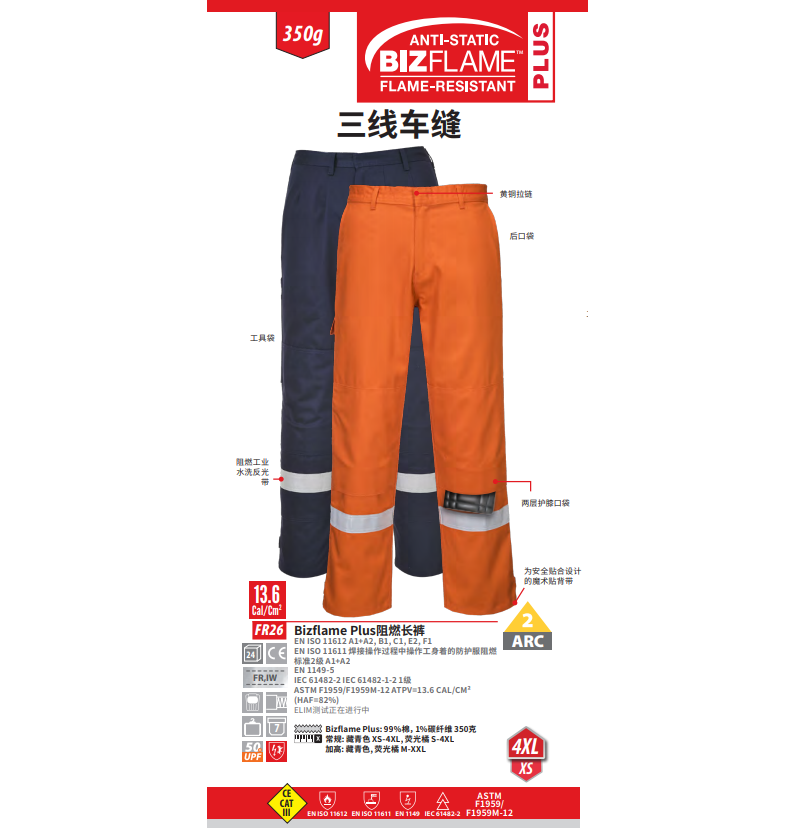 波偉斯特Portwest FR26 Bizflame Plus阻燃長褲