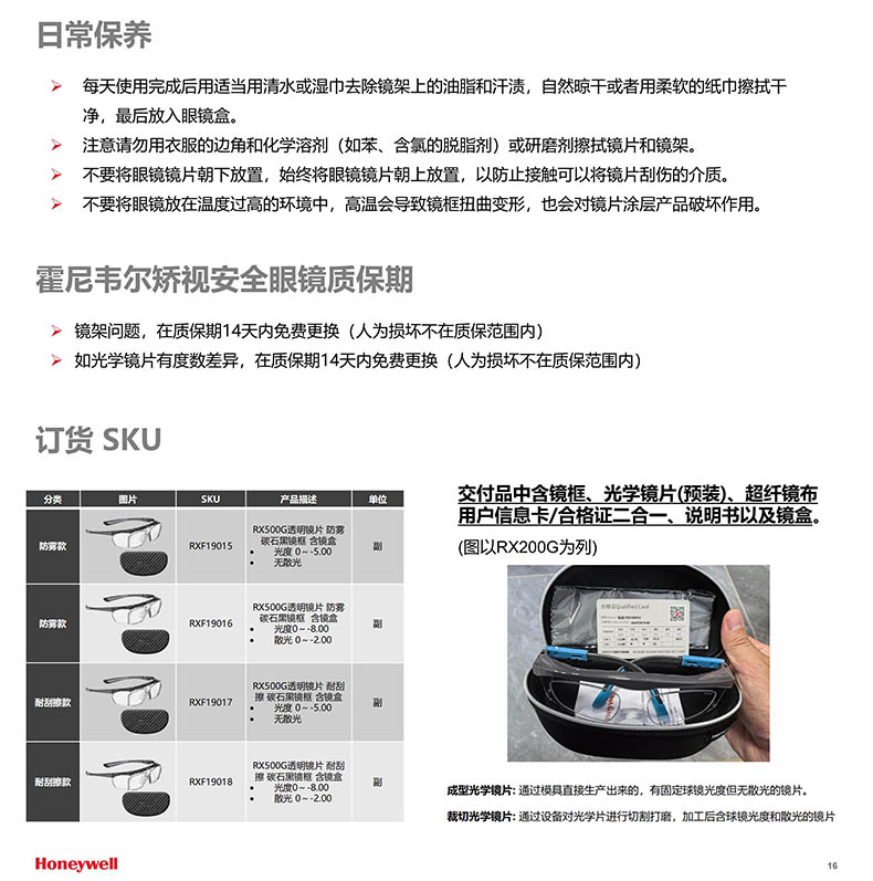 Honeywell霍尼韋爾RXF19017 RX500G碳石黑全框型矯視安全眼鏡耐刮擦款5