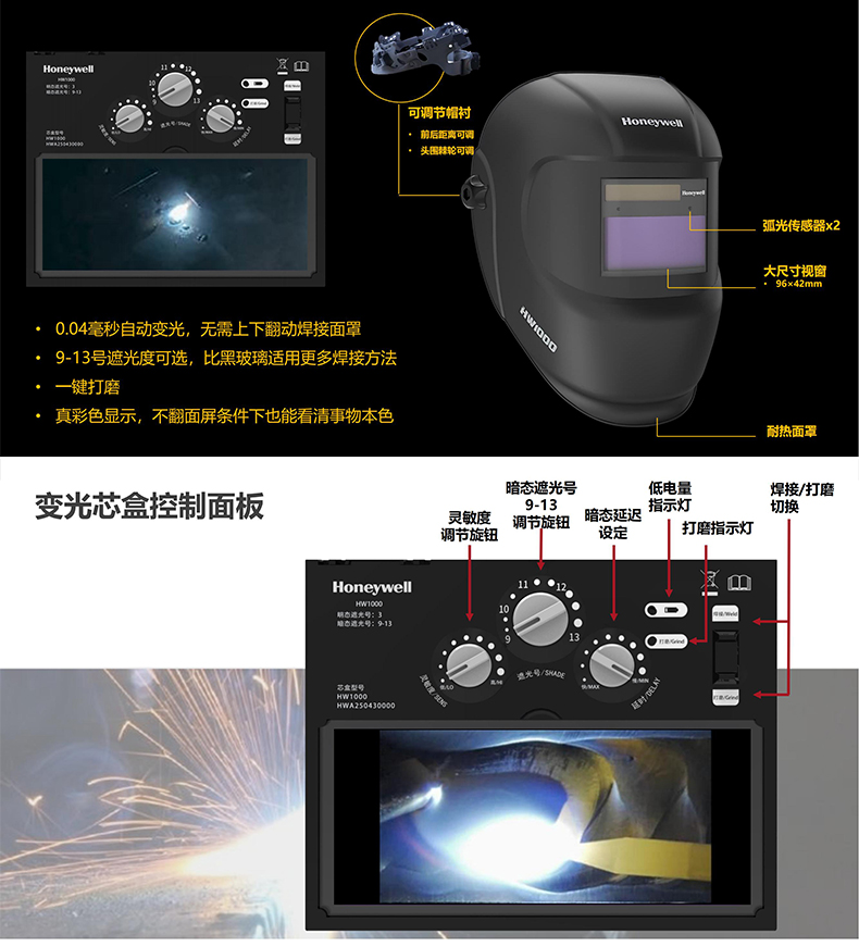 Honeywell霍尼韋爾HW1000自動變光焊接面罩2