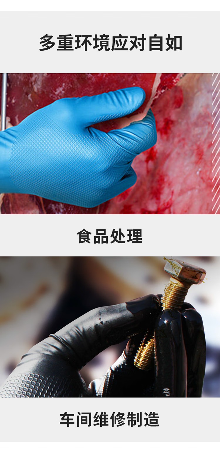 PIP 67-308雙面魚鱗紋8mil加長丁腈手套7