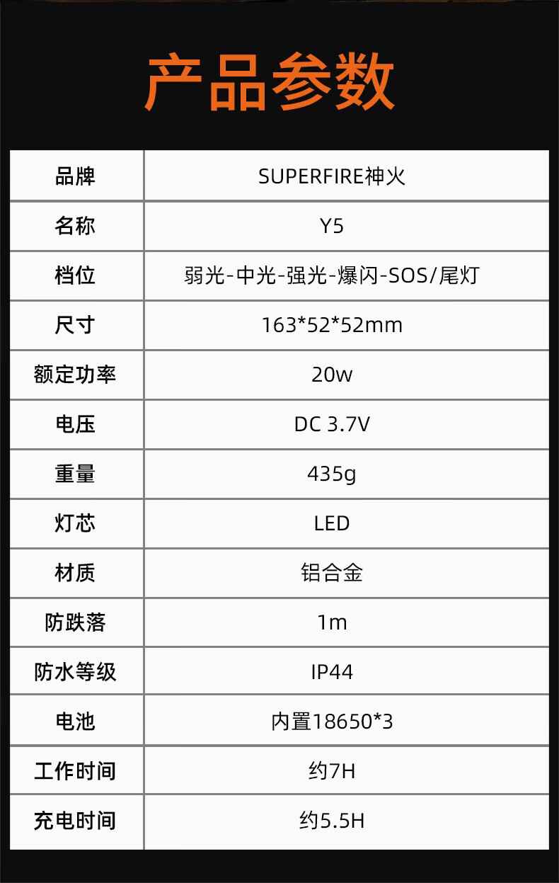 神火Y5前后雙燈白激光大功率手電筒16.jpg
