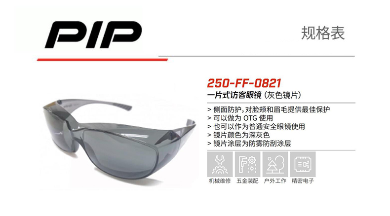 PIP 250-FF-0821一片式訪客眼鏡