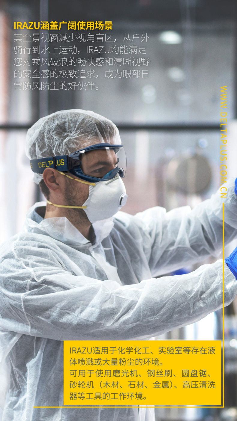 代爾塔101147 IRAZU亞洲款防霧防刮防沖擊防化護目鏡3