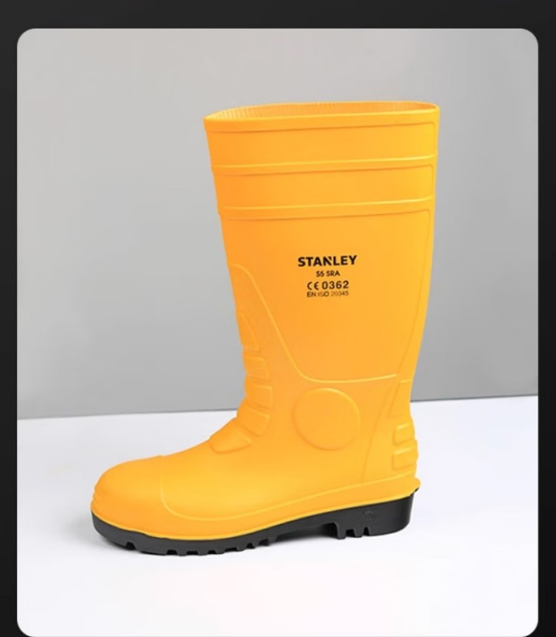 STANLEY史丹利ST6500黃色PVC防砸防刺穿安全靴8