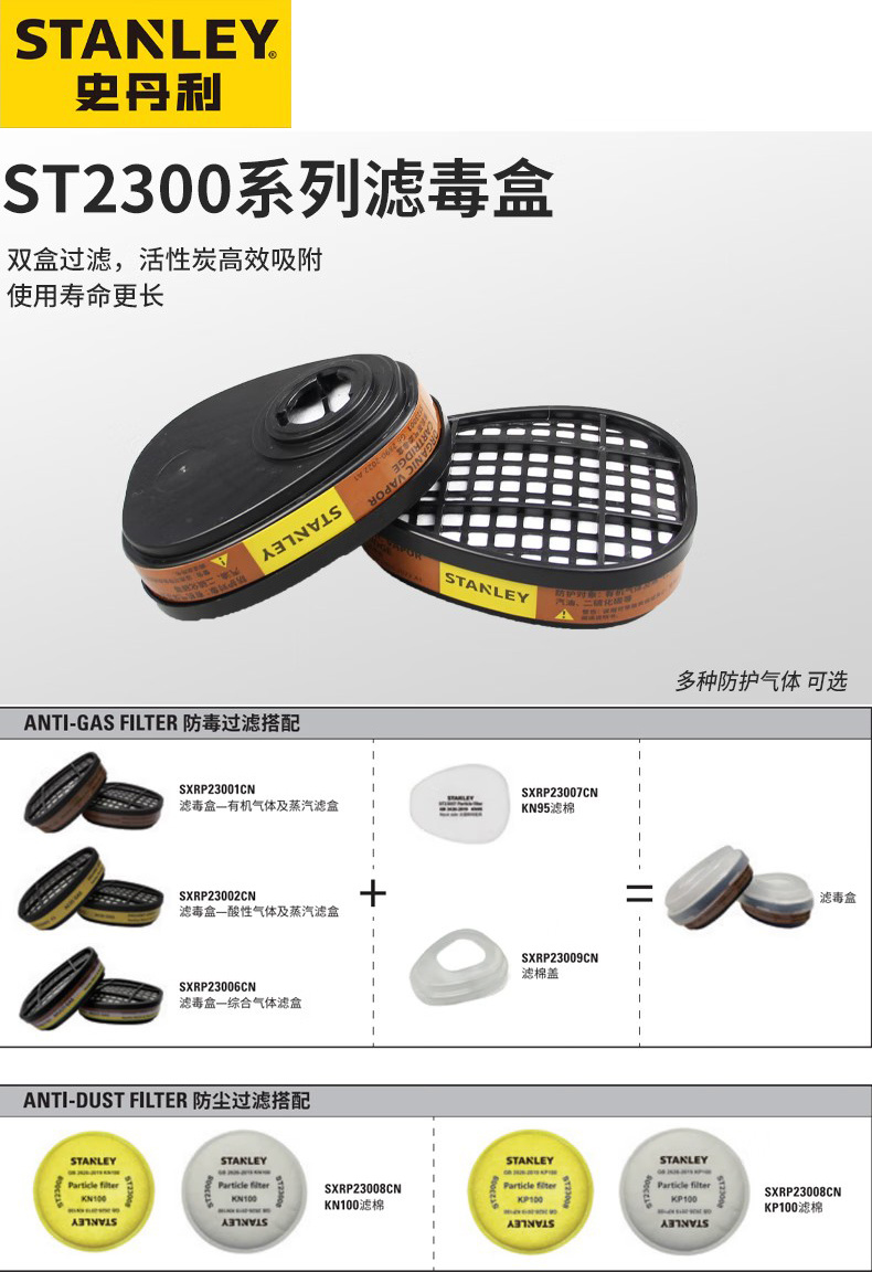 STANLEY史丹利ST23001有機蒸氣濾毒盒1