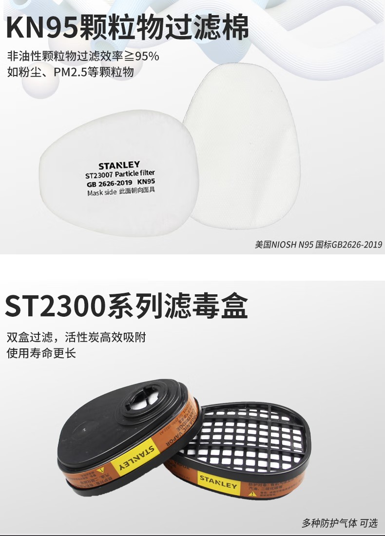 STANLEY史丹利ST2300硅膠全面罩防毒面具4
