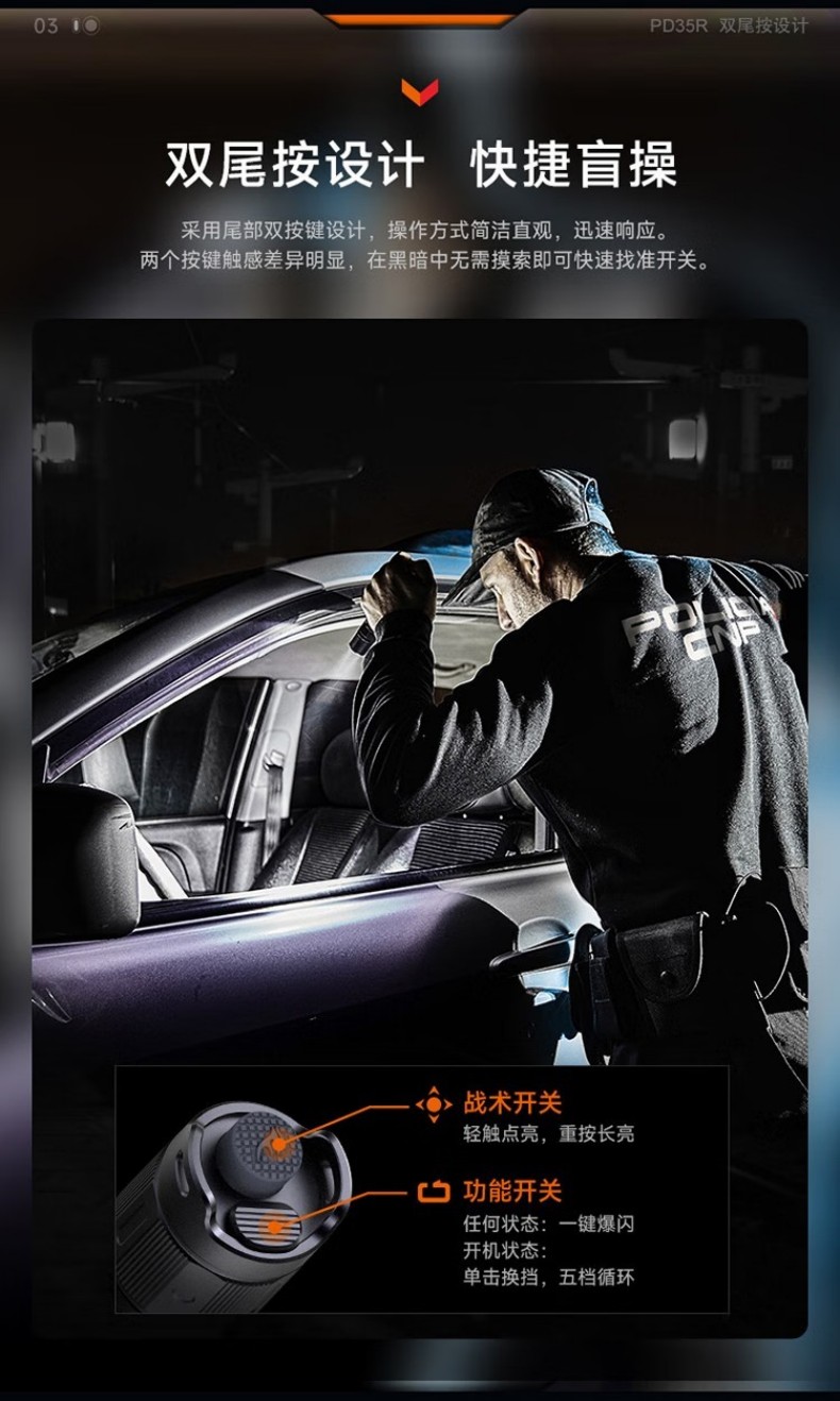 FENIX菲尼克斯PD35R PD系列緊湊型充電戰術小直筒手電5.jpg