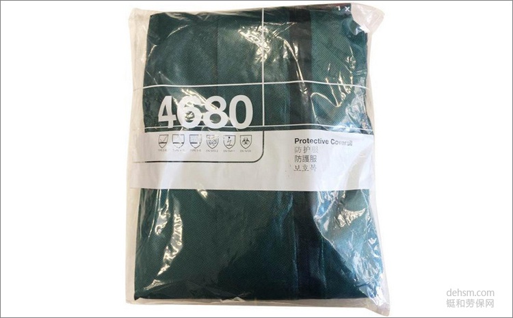 3M4680綠色帶帽連體防護(hù)服包裝圖