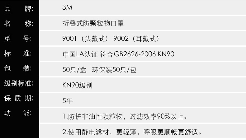 3m9001口罩規格尺寸