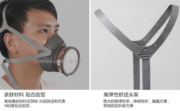 3M3200化工噴漆防毒面具高級橡膠材質，頭帶舒適