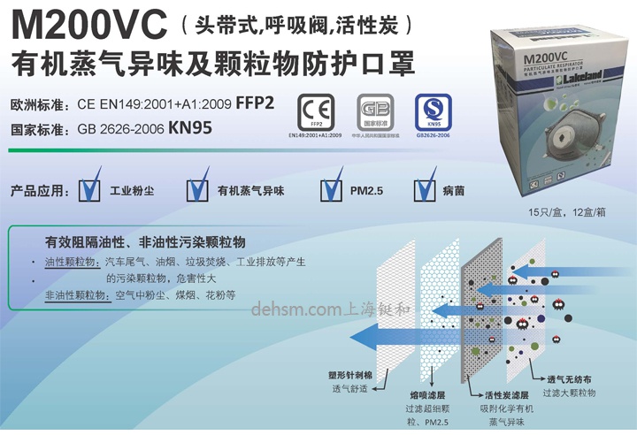 雷克蘭M200VC KN95有機蒸汽異味及顆粒物防毒口罩圖片