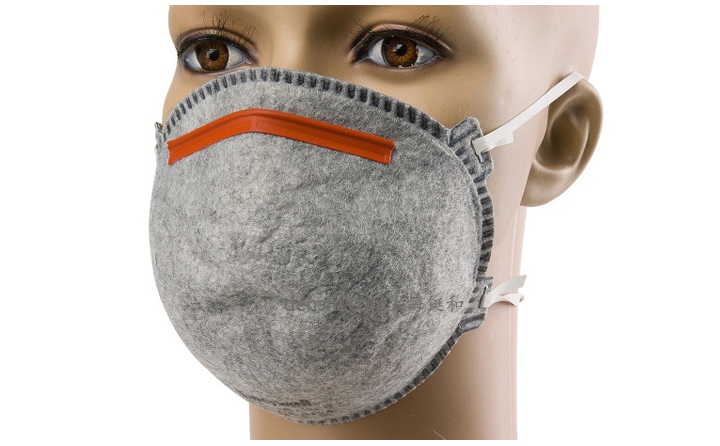 霍尼韋爾5140PPF1活性炭口罩佩戴示意圖