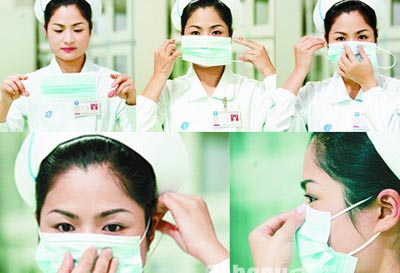 平面醫用外科口罩正確戴法示意圖