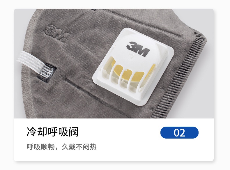 3M9541V活性炭KN95防毒口罩冷卻呼吸閥