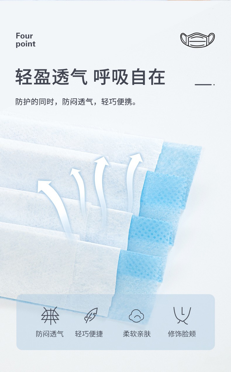 定和DH9001一次性使用無(wú)紡布口罩柔軟親膚，佩戴舒適